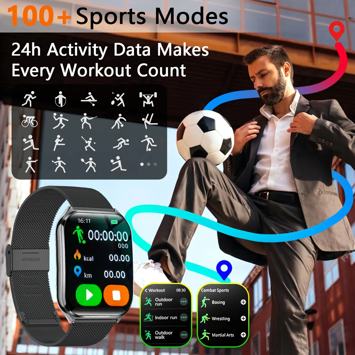 New Slim Outdoor Fashion Men Smartwatch Women's Bluetooth Call Waterproof Sports Fitness Watch Healthy Women's Smartwatch Men's 3