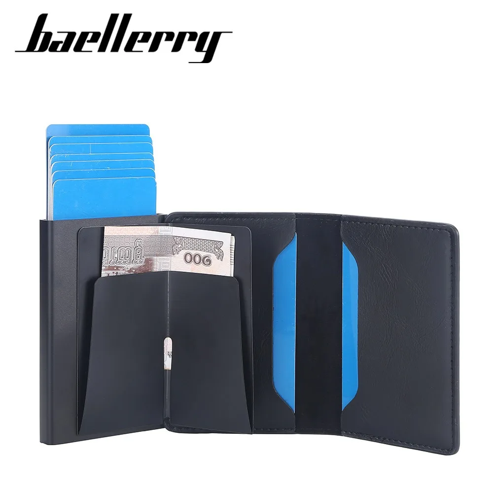 Premium Baellerry Metal Card Holder Men with One-Touch Eject, Thin RFID Protection Anti-Theft Wallet