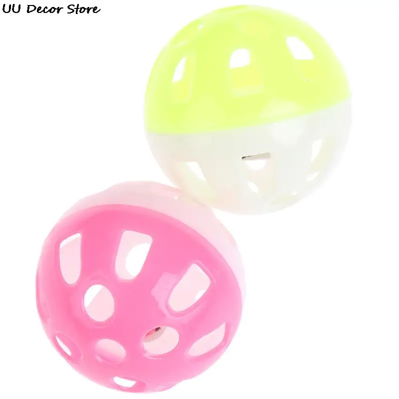 1 Pc 3.8cm Parrot Bird Toy Colorful Hollow Rolling Bell Ball Chew Cage Fun Toys Color Random