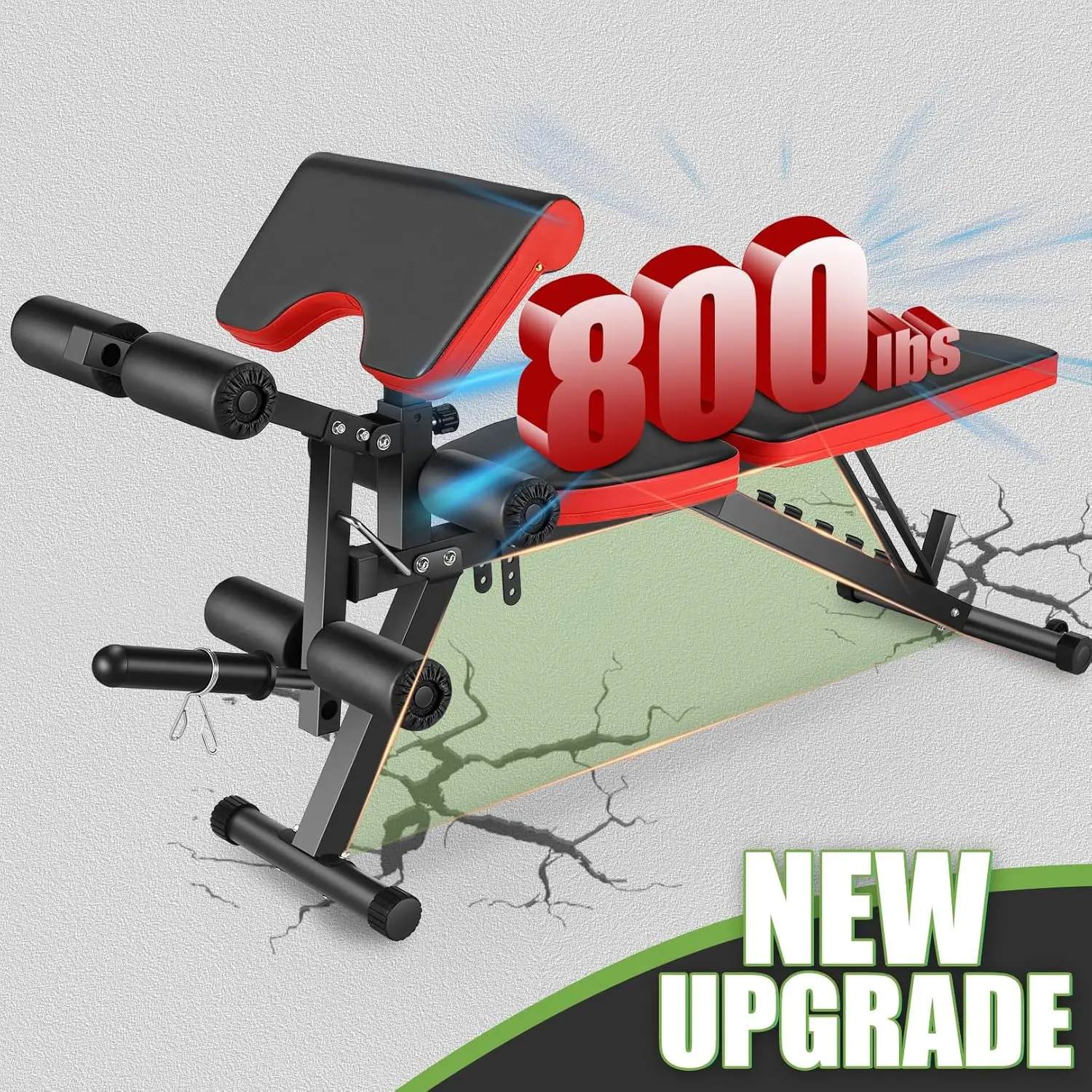 Adjustable Weight Bench, Workout Bench Press with Leg Extension & Preacher Curl Pad, Flat/Incline/Decline Sit-Up Bench