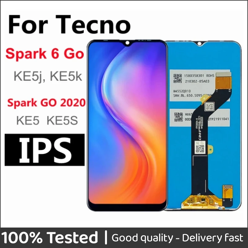 

6.52" For Tecno Spark 6 GO KE5J KE5K LCD Display with Touch Screen Digitizer Assembly Spark GO 2020 KE5 KE5S LCD