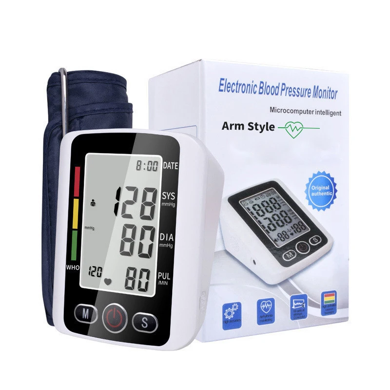 Blood Pressure Monitor LCD Pressure Sensor Automatic Tonometer Digital Tensiometer LED Display Cuff Heart
