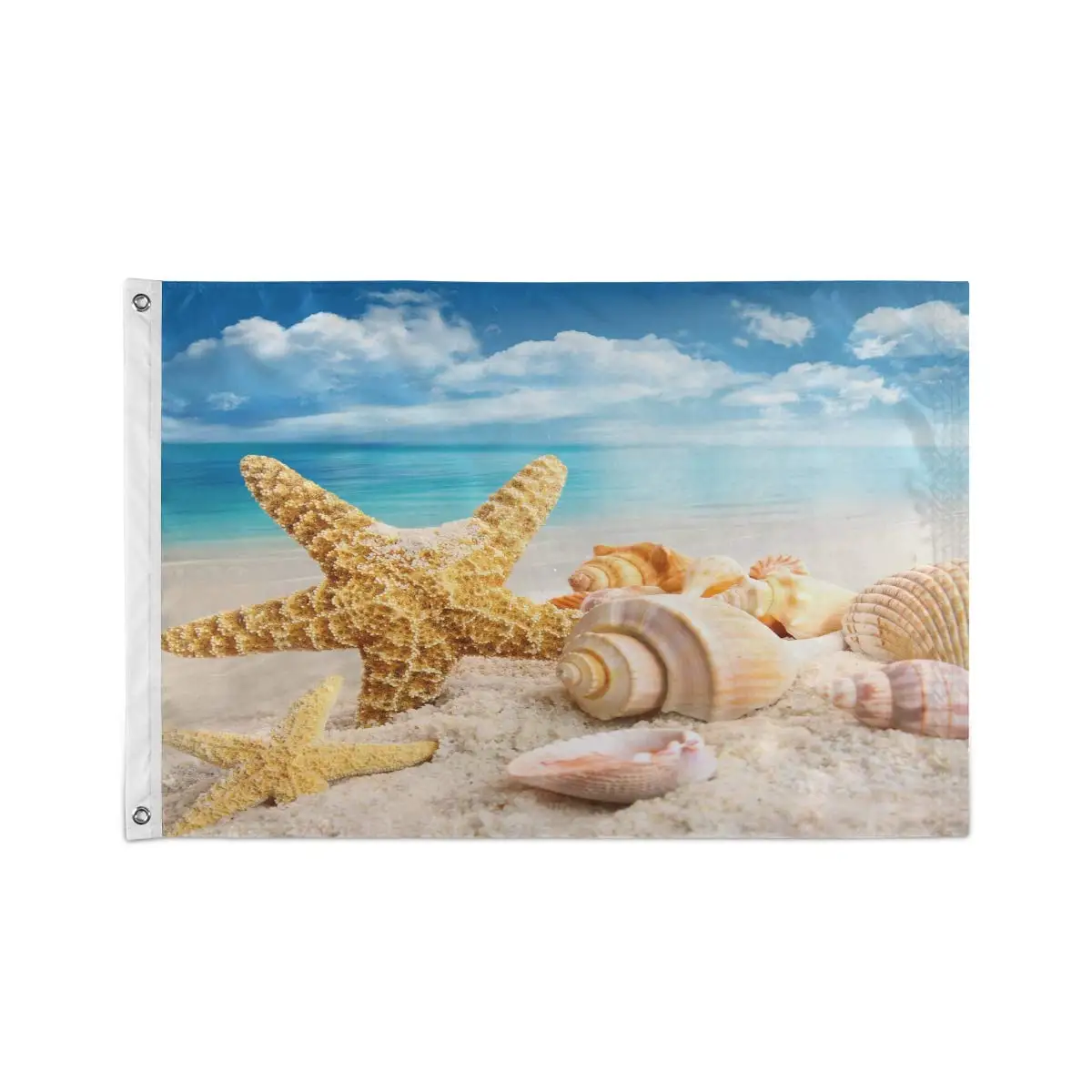 

Sea Ocean Beach Seashell Garden Flag,Polyester Fly Flag Banner with Grommet for Spring Home Outdoor Farmhouse Yard Festival
