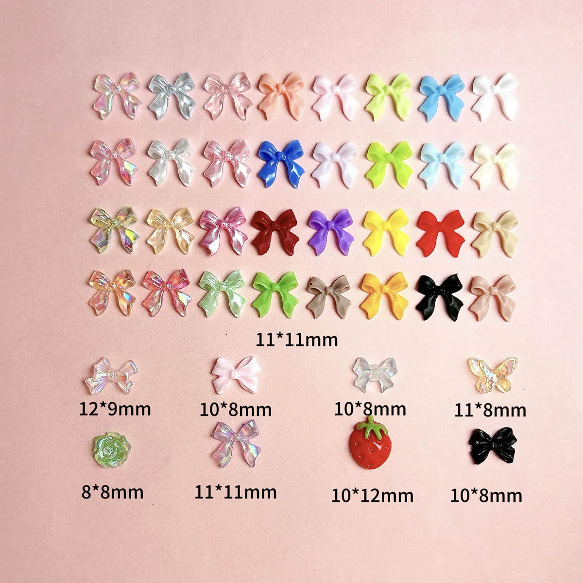 1박스 3D 마카롱 컬러 리본 레진 네일 아트 참 40가지 색상 미니멀리스트 스윗 플라워 나비 달 네일 장식 DIY