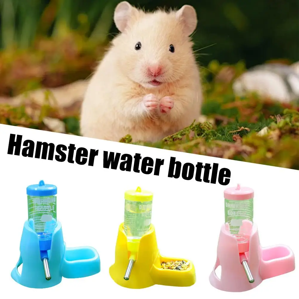 Automatic Small Animal Water Bottle Leak-Proof With Food Bowl - Hamster Guinea Pig Rat Drinking Water Dispenser