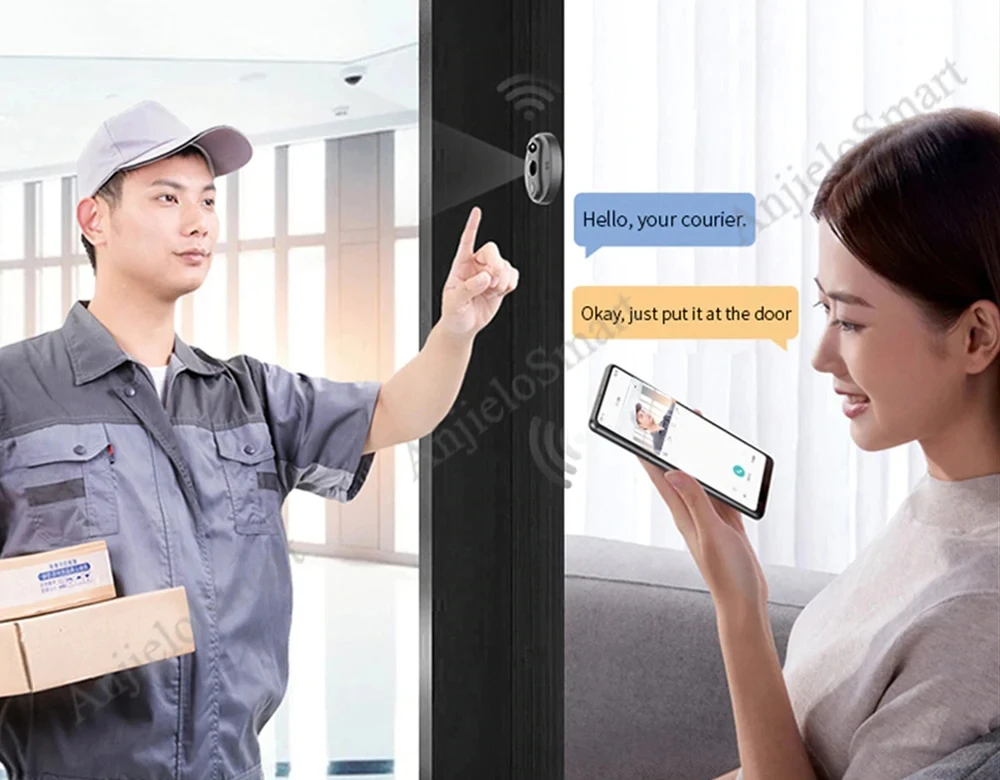 ANJIELO Tuya Smart Video Doorbell Peephole Door Camera with Motion Sensor 1080P