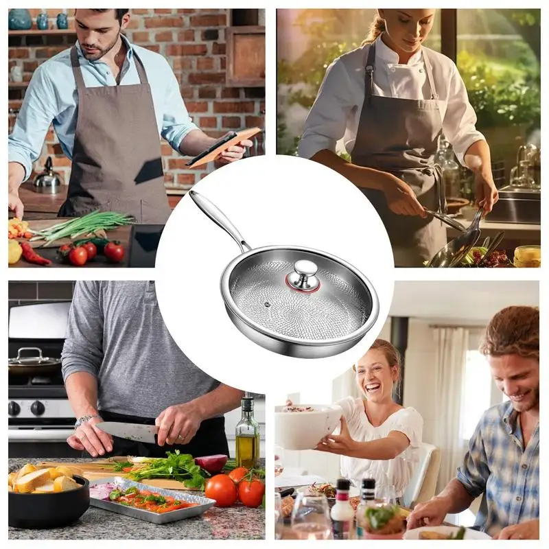 Titanium Cookware Non Stick Titanium Cooking Pan With Lid And Spatula Kitchen Cookware Sets For Fish Steak Pancake Baking