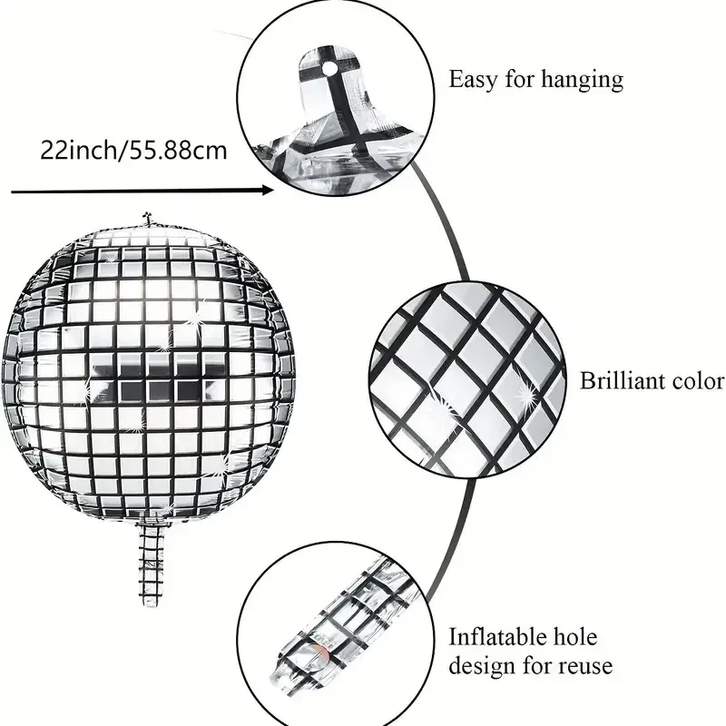 Disco-Themed Metallic Star Balloon Set for Party and Event Decor