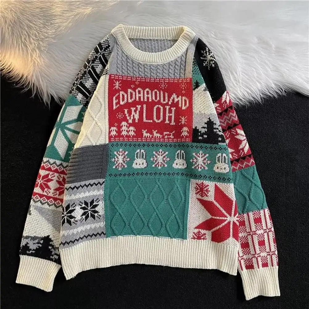 Мужские зимние вязаные свитера, милые рождественские свитера с длинным рукавом для мужчин и женщин, утепленный Ретро пуловер, свитера