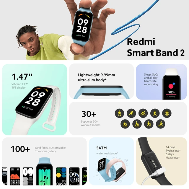 Xiaomi Redmi Smart Band Pro 1.47inch AMOLED Screen Blood Oxygen Heart Rate  Sleep Tracking Fitness 5ATM Waterproof Smartband - AliExpress