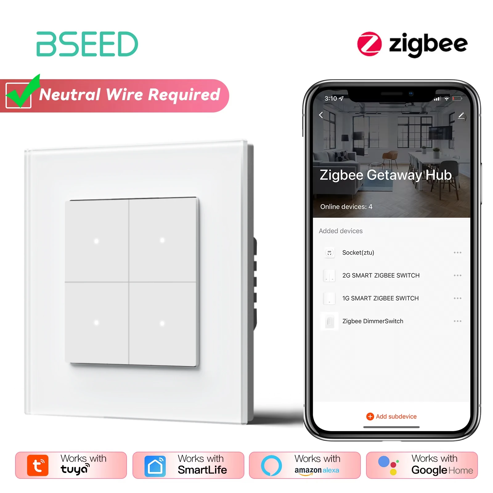 4Gang White Zigbee