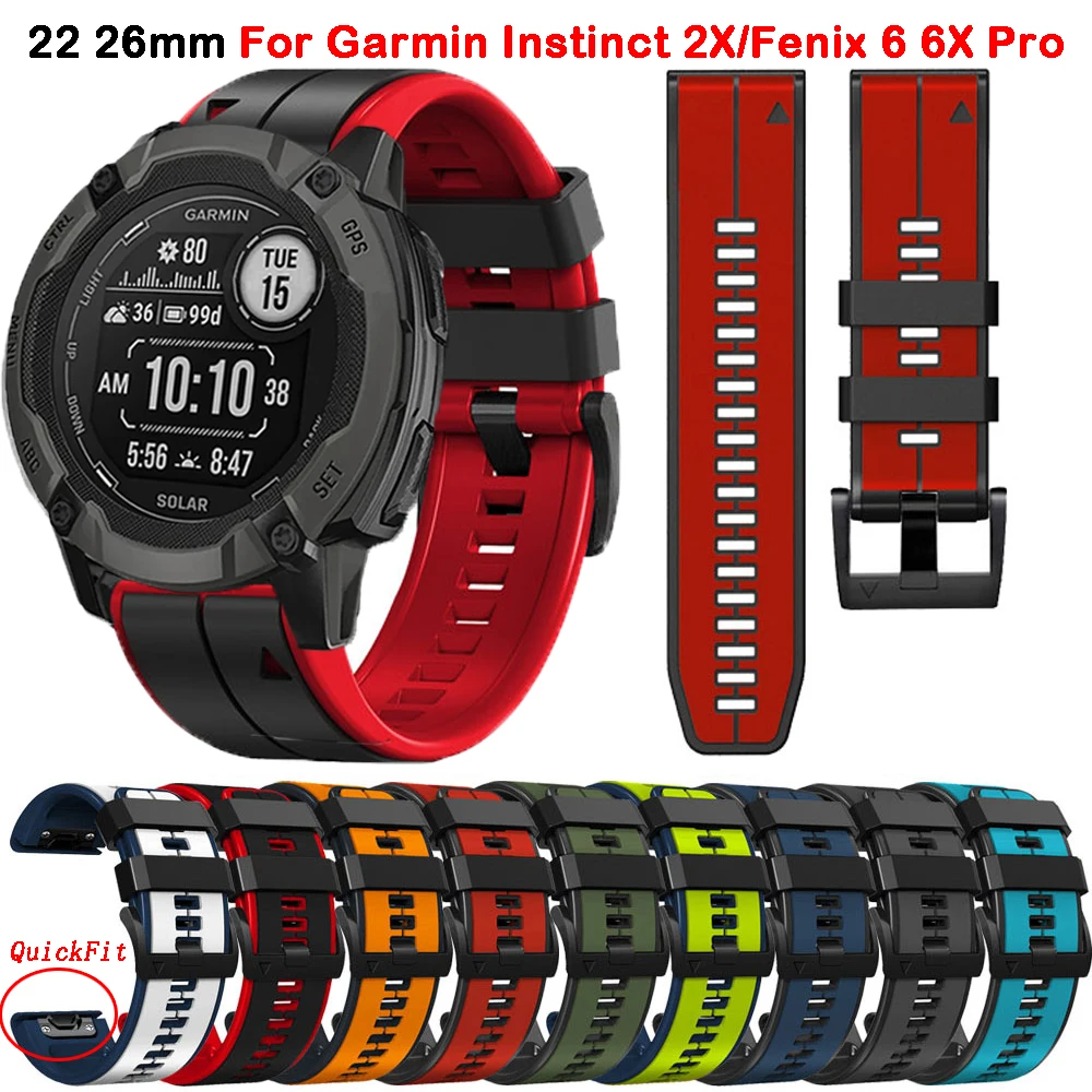 

Quickfit 22mm 26mm Strap For Garmin Instinct 2X Solar/Fenix 7 7X 6 6X Pro 5 5X Plus Smartwatch Replacement Wristbands Bracelet