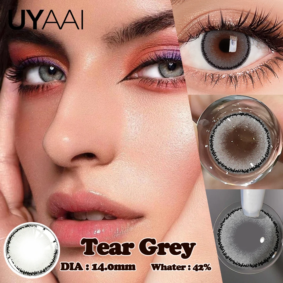 UYAAI Blue Contacts Yearly Soft Contacts Lenses Clearance Style Natural Brown Free Case Soft Lens Contact Lenses