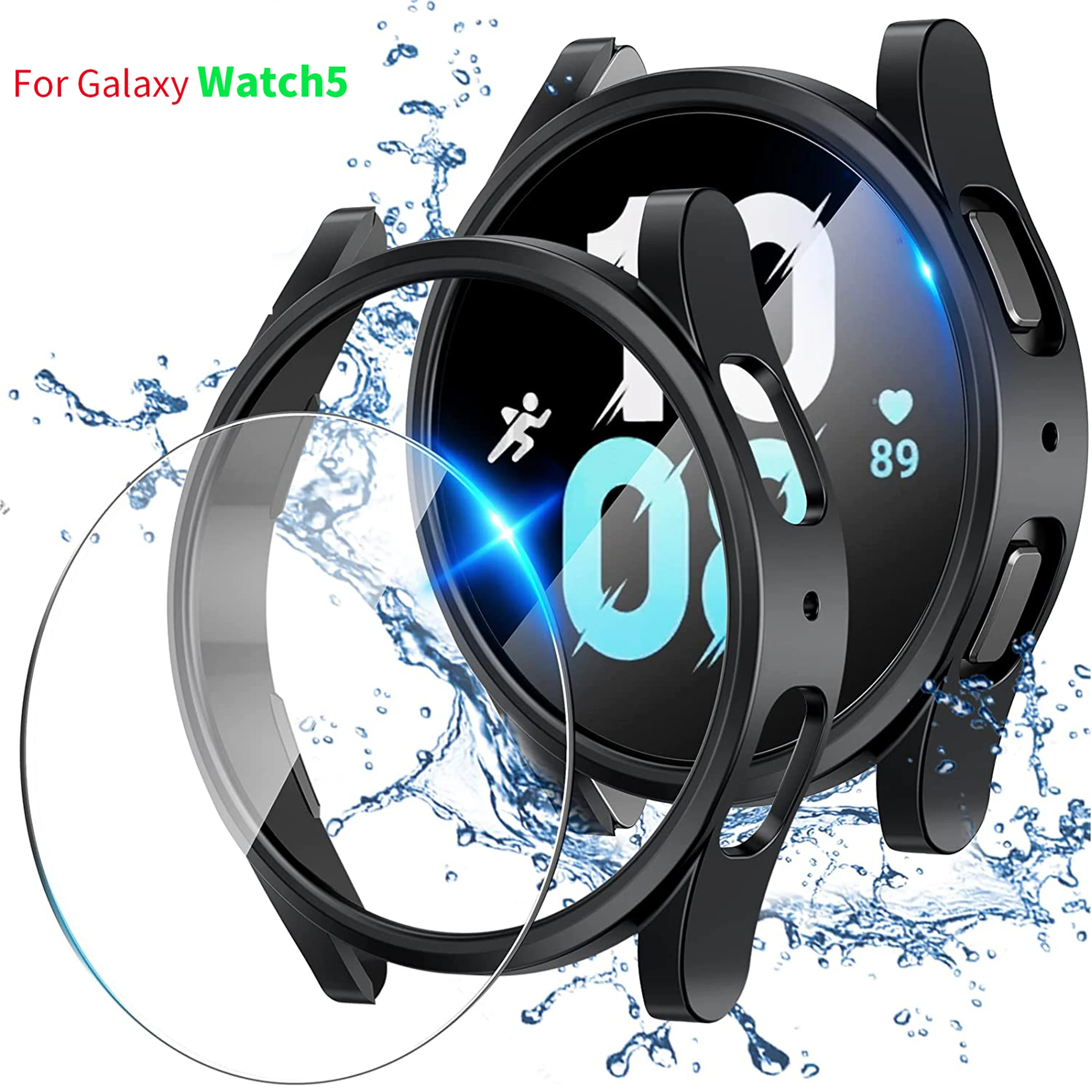 Vetro + Custodia Per Samsung Galaxy Watch 5 40Mm 44Mm Copertura Paraurti Per Pc All-Around Screen Protector Galaxy Watch 5 44Mm Cover Watch