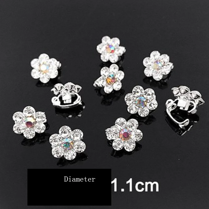 10PCS/Lot Wedding Bridal Hair Claws Girls Small Cute Crystal Flowers Metal Hair Clips Women Mini Headwear Hair Accessories Women's Hair Accessories Hair Accessories