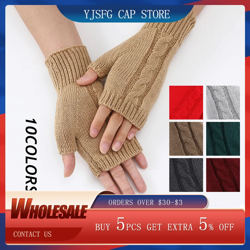

New Knitted Half-finger Gloves Winter Warm Arm Sleeves Fingerless Wristband Students Thick Touch Screen Fingerless Mittens