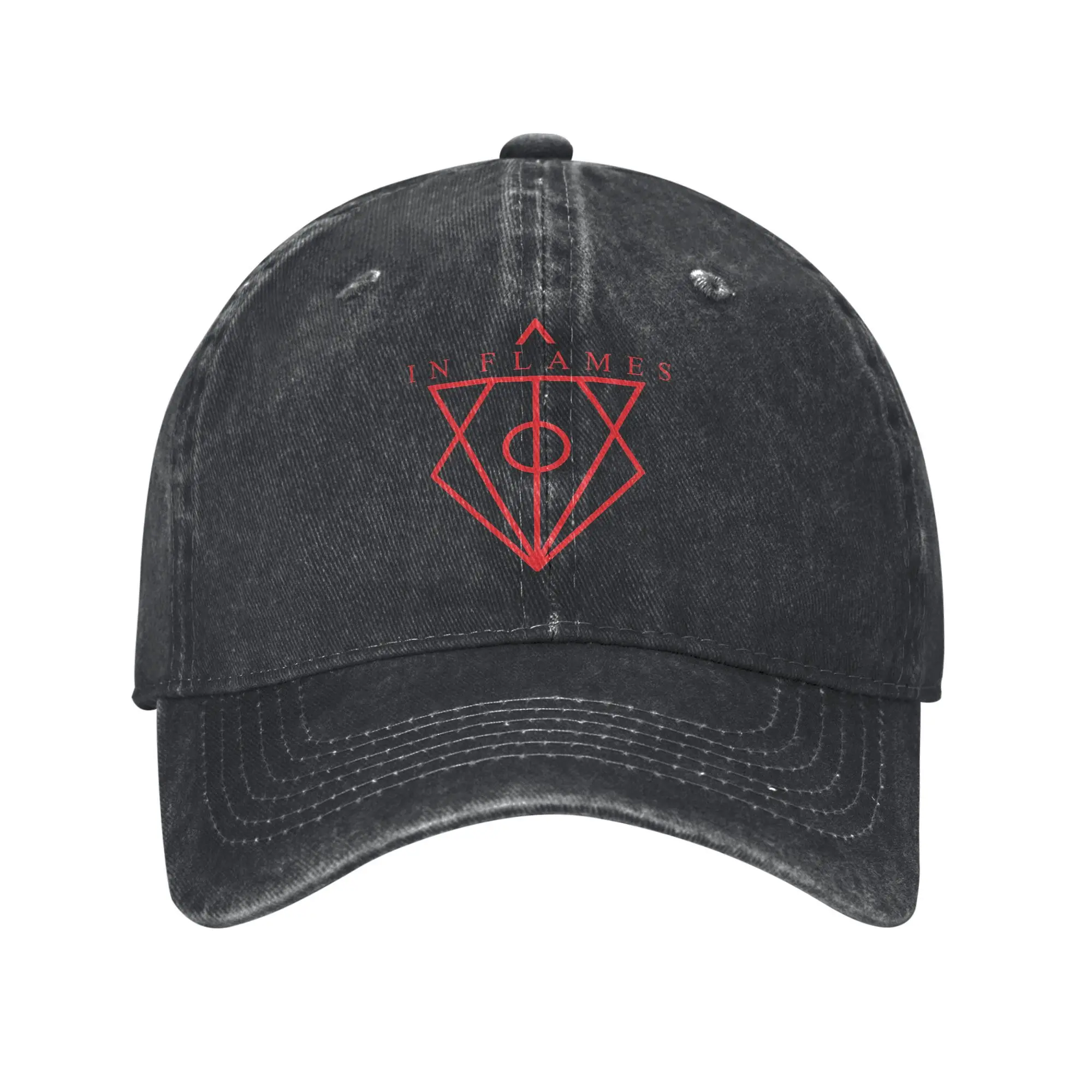 In Flames Rock Band Lässige Baseballkappe Unisex Herren Sommer Rot Hexagon Star Outdoor Gym Trucker Hut y2k Verstellbare Baseballkappen