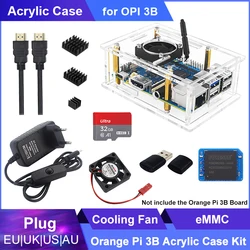 Orange Pi 3B Acrylic Case Kit Transparent Shell Optionalย Active Passive Cooler Aluminumย Heatsinkย Cooling Fan for Orange Pi 3B