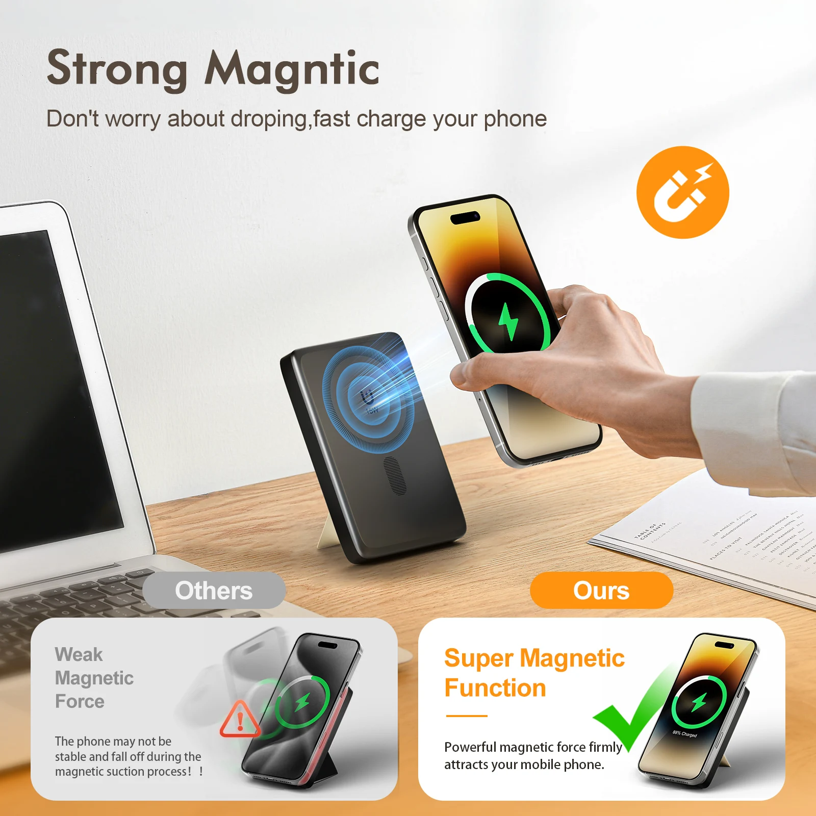 Fast Wireless Charger Stand 15W Foldable 3 in 1 Fast Charging Station Dock for iPhone 17 16 15 14 Pro Max Apple Watch Airpods 4