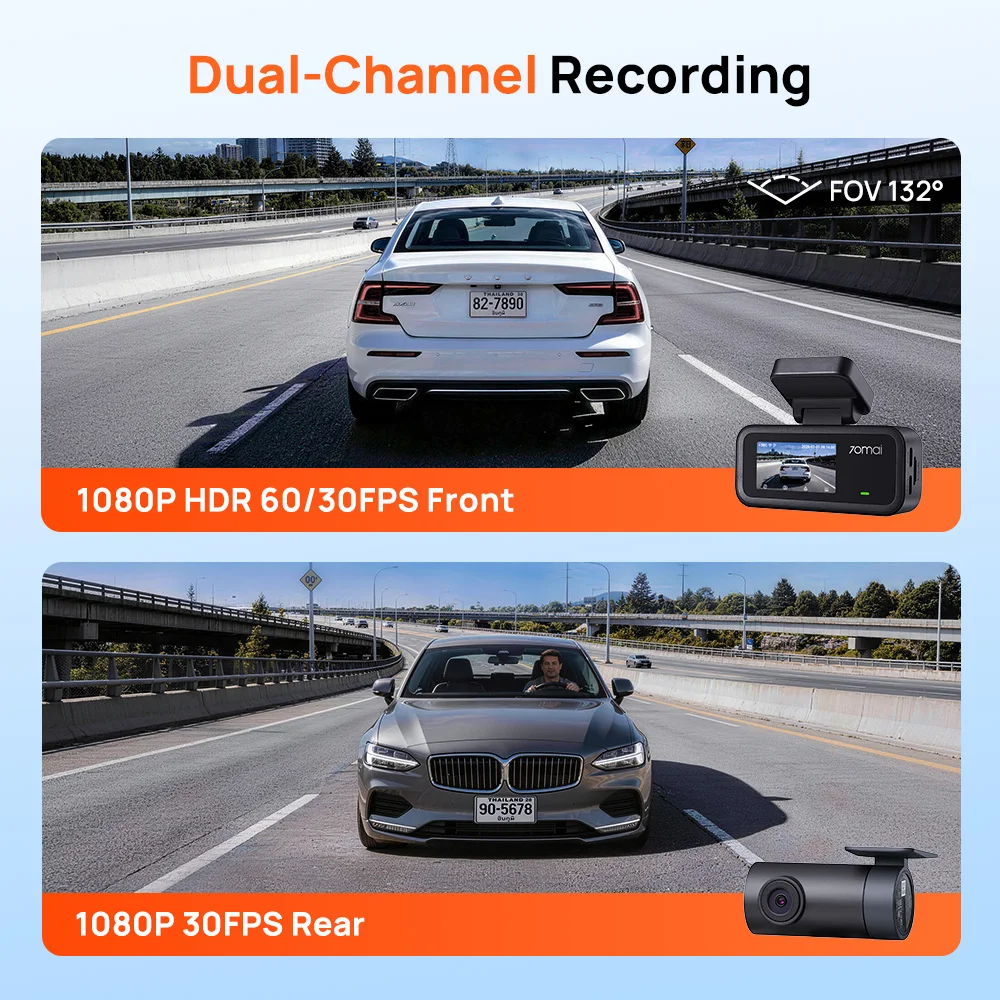 【חדש】70mai A210 Dash Cam 1080P HDR תמיכה בראיית לילה סופר קבל דו-ערוצי מובנה GPS Wi-Fi6 24H מעקב חניה