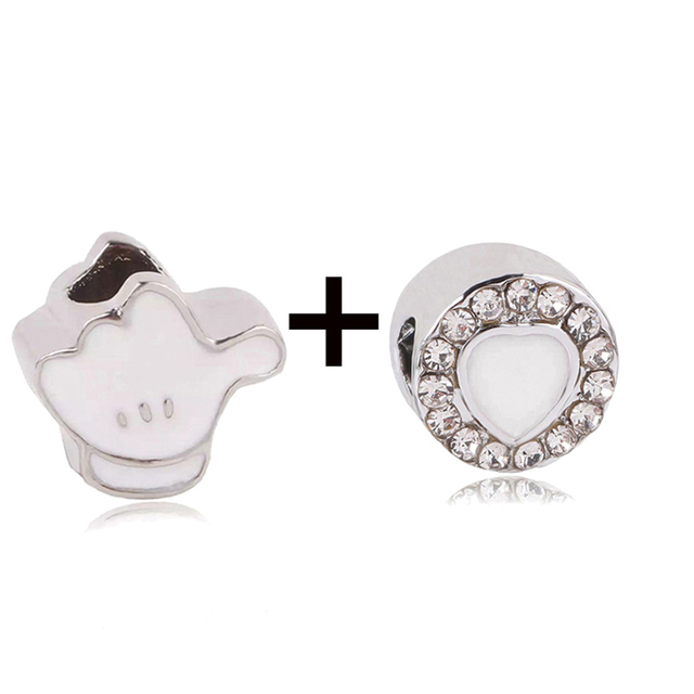 New Design White Heart Charm Beads Pendant Fit European Style Brand Bracelets Necklaces For Women Jewelry Making