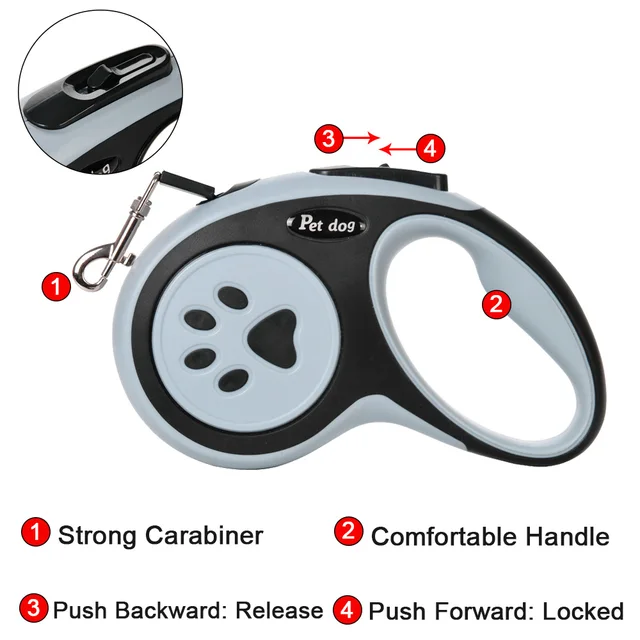 3m 5m Nylon Pet Dog Leash Automatic Retractable Extending Rope Puppy Walking Running Traction Roulette For Small Big Dogs Cats 2