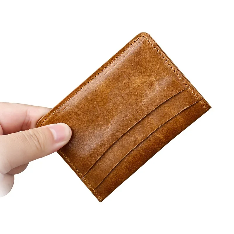 Slim Genuine Leather Credit Card Holder for Men Designer Bussiness Cash Clip
