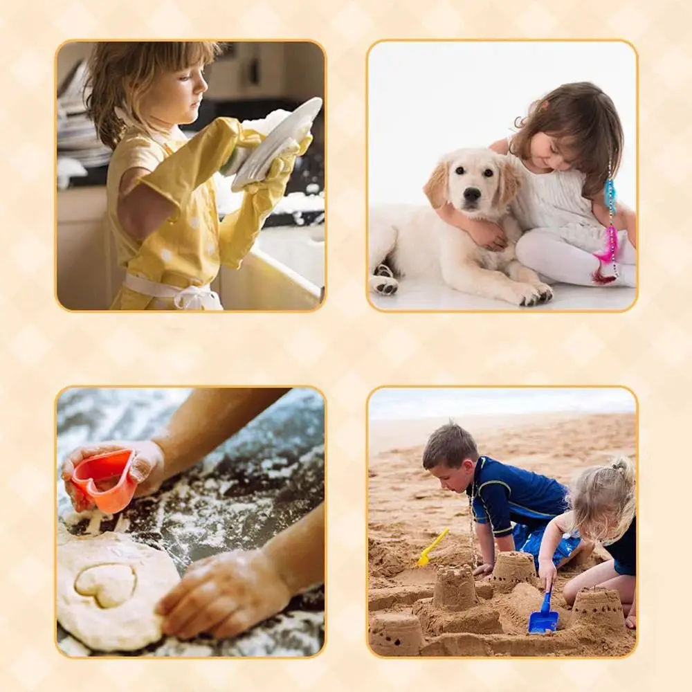 Rubber Kids Work Gloves Tool 26CM Red Yellow Blue Protective Mitts Thickening Wear Resistant Cleaning Gloves Kitchen