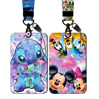 Disney Stitch Topolino Porta carte Cordini Porta carte Minnie Tracolla per portachiavi Porta bambini Porta badge Porta carte Boy Girl 1