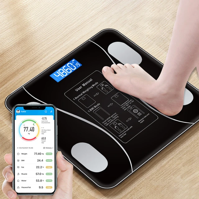 Digital Bathroom Scale for Body Weight Fat Smart Bluetooth Rechargeable