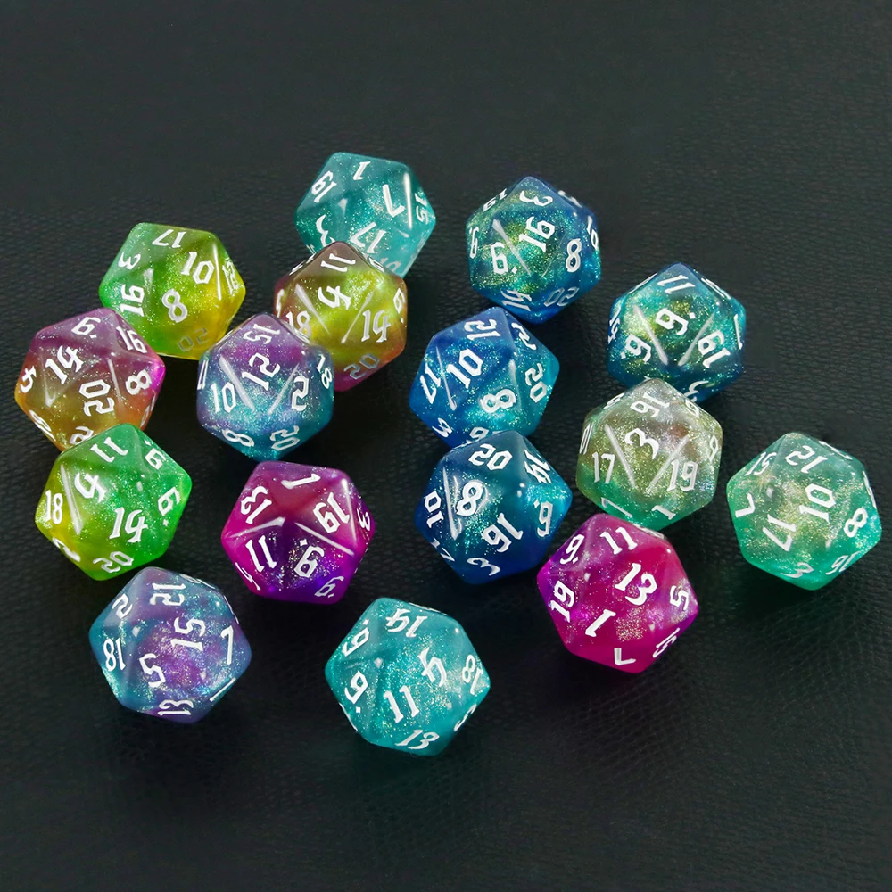Game Dice 20 Sided Mixed Colours Polyhedral Dice D20 Amazing Glitter Dice for RPG DND Math Teaching Playing Tabletop Games