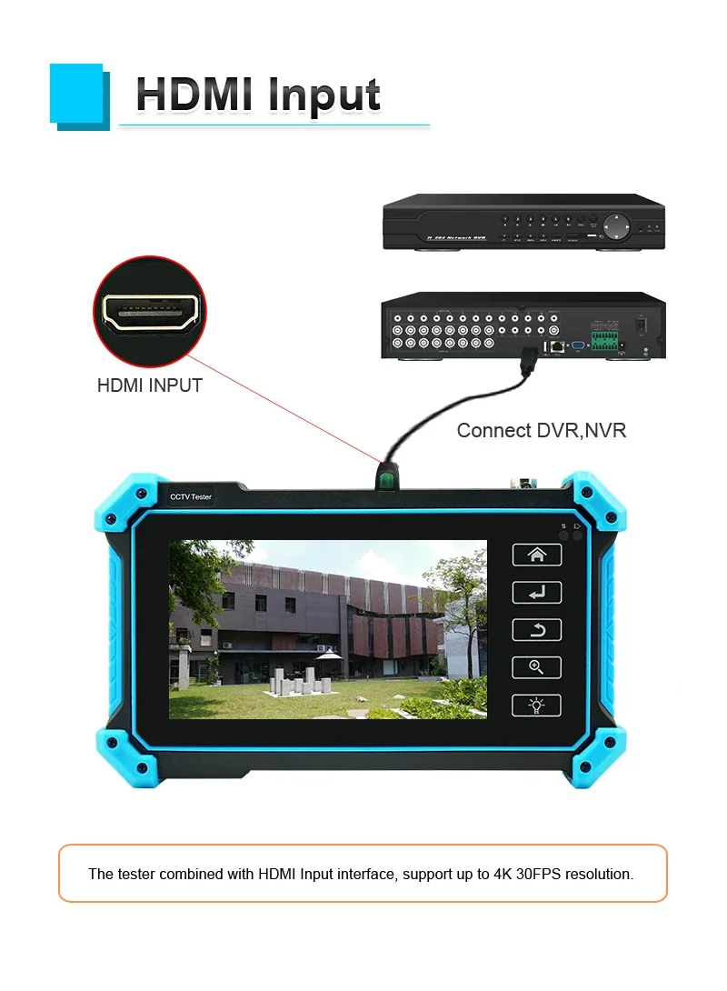 Tester CCTV IPC-5200C Plus 8MP AHD CVI TVI SDI Tester telecamera IP 32MP Tester telecamera IP con display touch screen Ingresso HDMI VGA - immagine 4