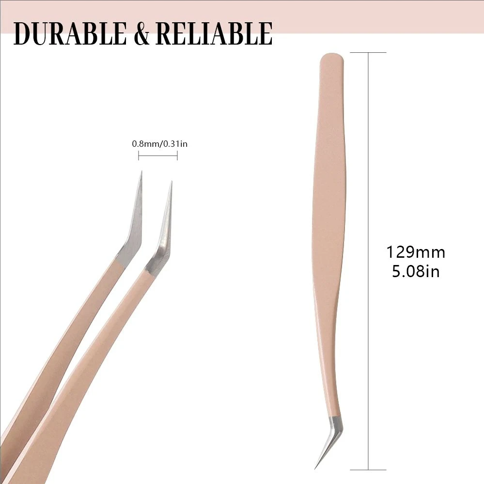 MJ 1 Pcs Eyelash Extension Tweezers Stainless Steel 3D Accurate Clip Eyelashes Tweezers Lash Extensions Supplies Set Tool 4