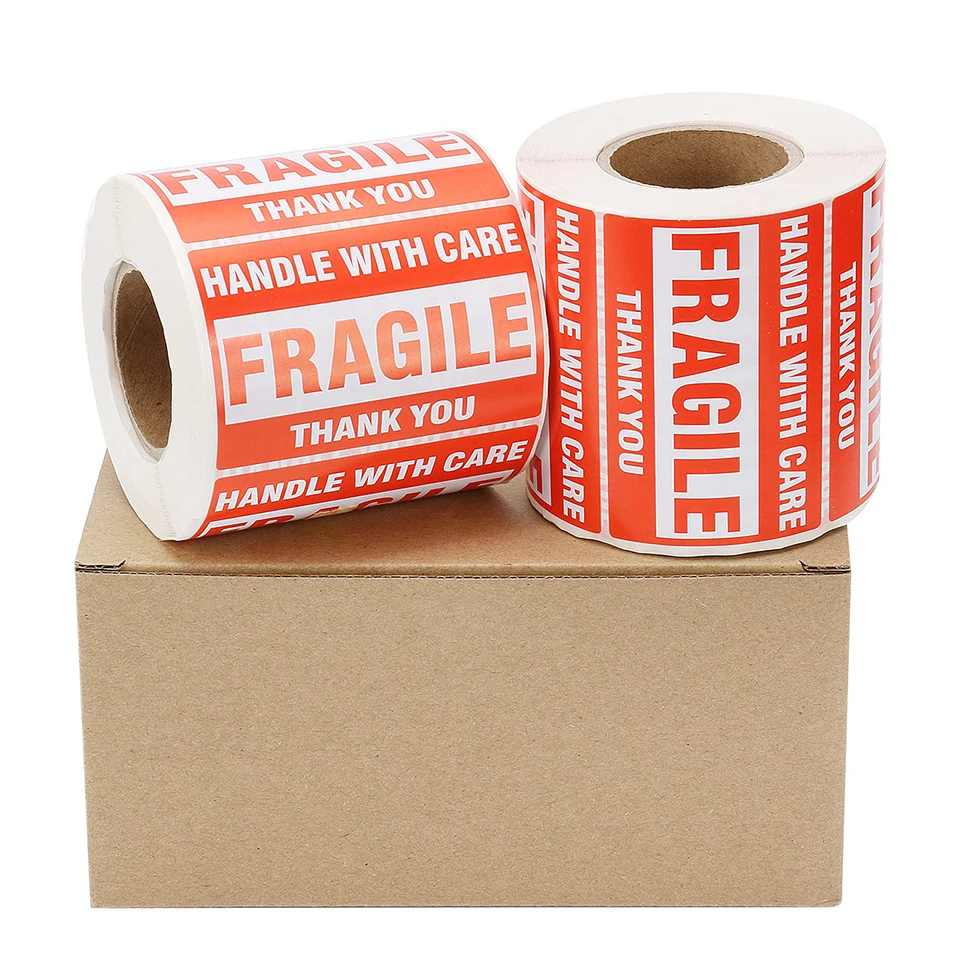 Fragile Warning Sticker 250PCS/Roll Shipping Labels Stickers For Delivery Glass Product Warning Labels Adhesive Mini Papers