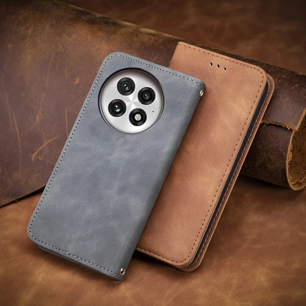 Leather Flip Case with Magnetic Closure for OnePlus Nord and More