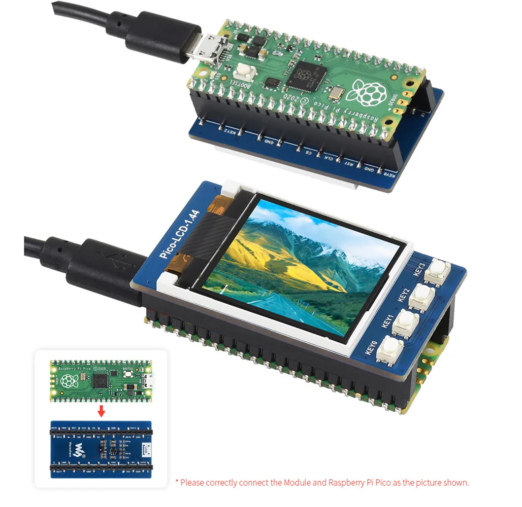 Waveshare Pico-LCD 1.44 ġ RGB LCD ÷ ,   ڿ, 65K  128  128 ػ SPI ̽