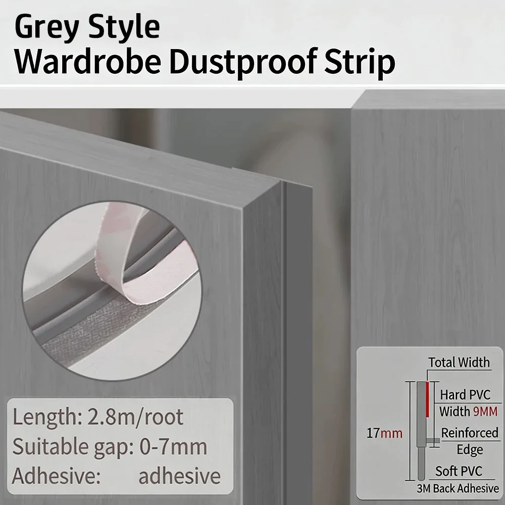 Self-Adhesive Cabinet Door Dust and Moisture-Proof Seal Strip - 2.8M TPE Material