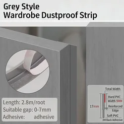 Self - Adhesive Cabinet Door Dust and Moisture - Proof Seal Strip - 2.8M TPE Material (Grey)