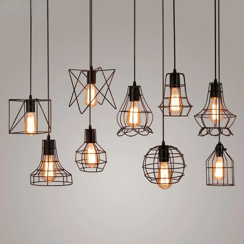 

Industrial Retro Iron Art Pendant Light Dining Room Restaurant Kitchen Hanging Lamp Loft Vintage Simple Bedroom Bar Pendant Lamp