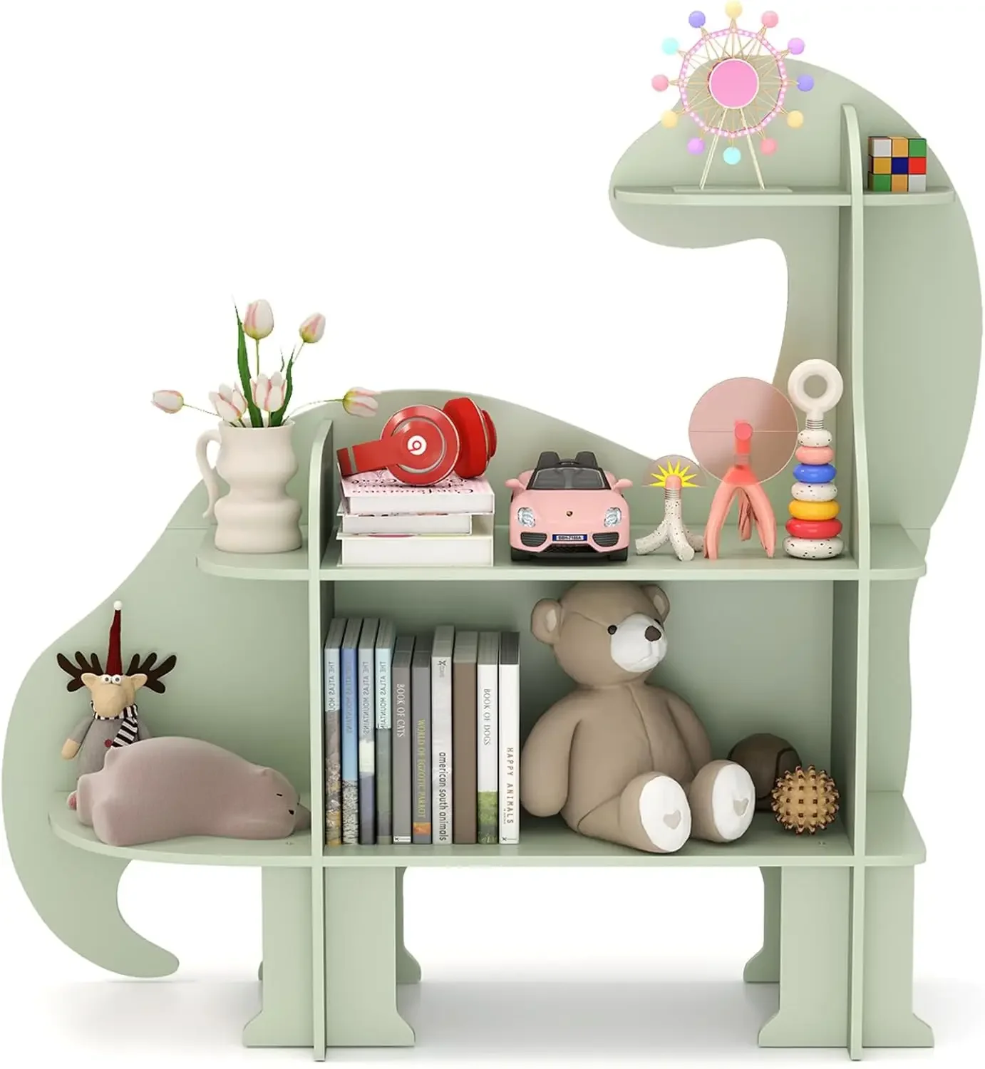 Kids Bookshelf, 3-Tier Toddler Montessori Shelf Book Rack, Toy and Book Storage for Kids, Wooden Children’s Bookcase 4