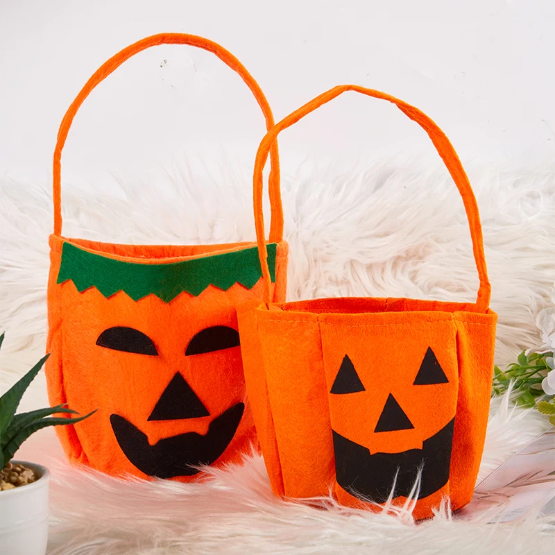 

Cute Halloween Portable Pumpkin Bag Trick Or Treat Kids Candy Bag Happy Halloween Day Gift Pumpkin Backpack Handbag