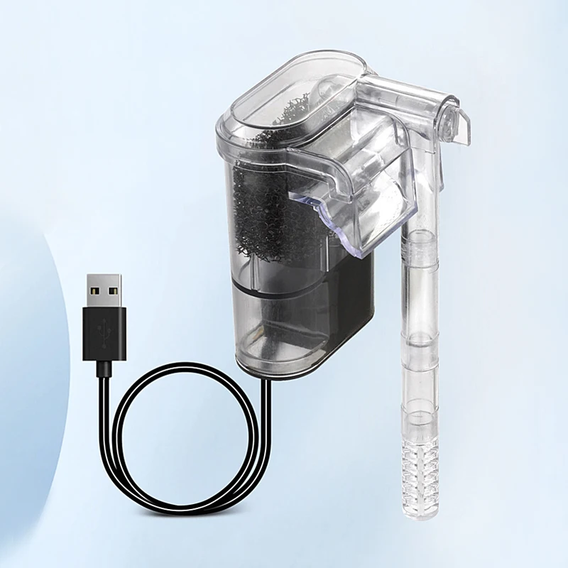 Aquarium Filter Pump Wall-hanging Filter For Fish Tanks USB plug Mini Aquarium Filter Pump 250H/L Suitable For Fish Tanks Below 30cm 2.5W DC 5V