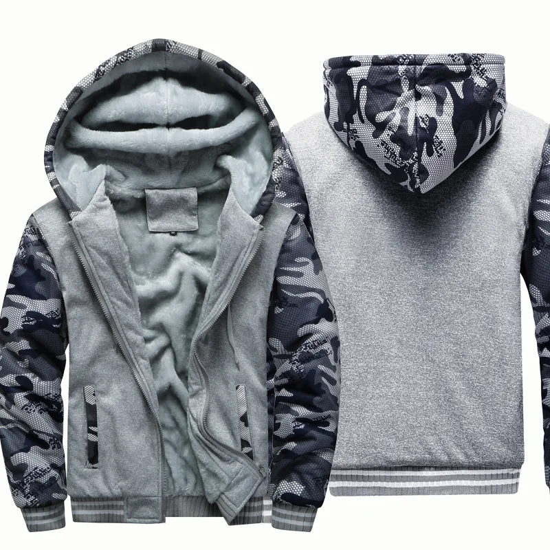 Gris Oscuro Camuflaje - Chaqueta de Camuflaje con capucha para Hombre