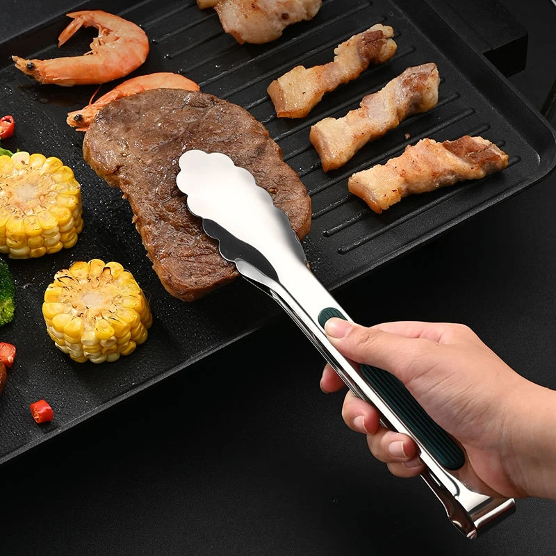 Food tongs 7/9/12 Inch Non-Slip Food Tongs Stainless Steel BBQ Meat Clip Bread Salad Serving Tong Grill et Clamp Kitchen Cooking Tools