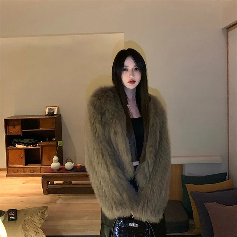 elegant women s fur coat russian imported rex rabbit fur thermal coat chequered fashion luxury outdoor windproof coat Women's High-quality New Fur Jacket Luxury And Fashionable Fox Fur Woven Jacket Russian Outdoor Windproof And Warm Plush Jacket