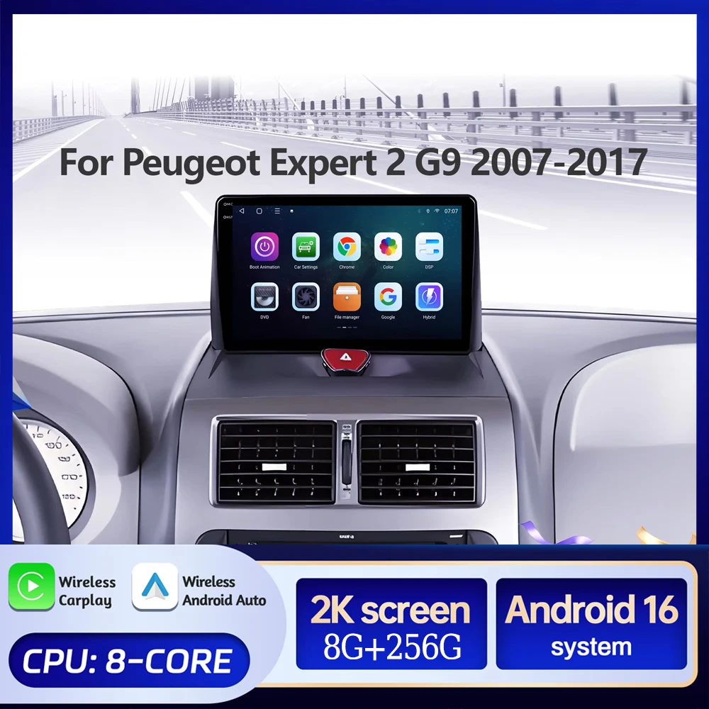 Radio para Auto Android 16 con Carplay para Peugeot Expert 2, Citroen Jumpy, Fiat Scudo y Toyota Proace 2007 - 2017, Navegación GPS 1