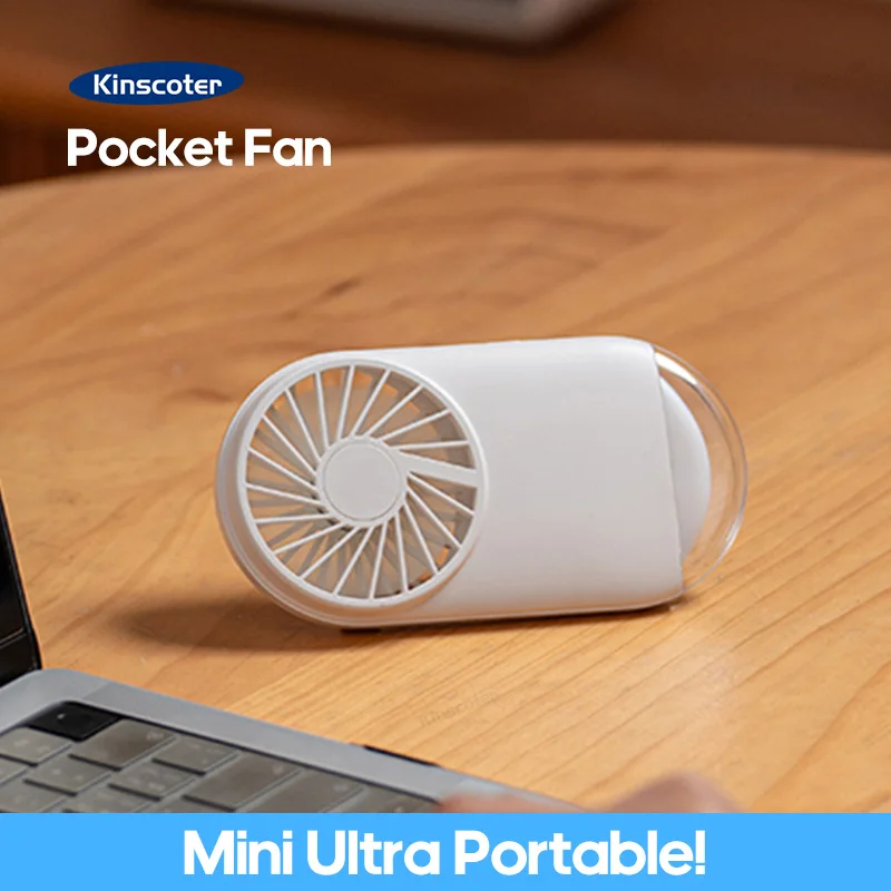 KINSCOTER Mini Ultra Portable Pocket Fan USB Rechargeable Hand Fan Handheld Fan Electric Ventilator Cooler with Night Light