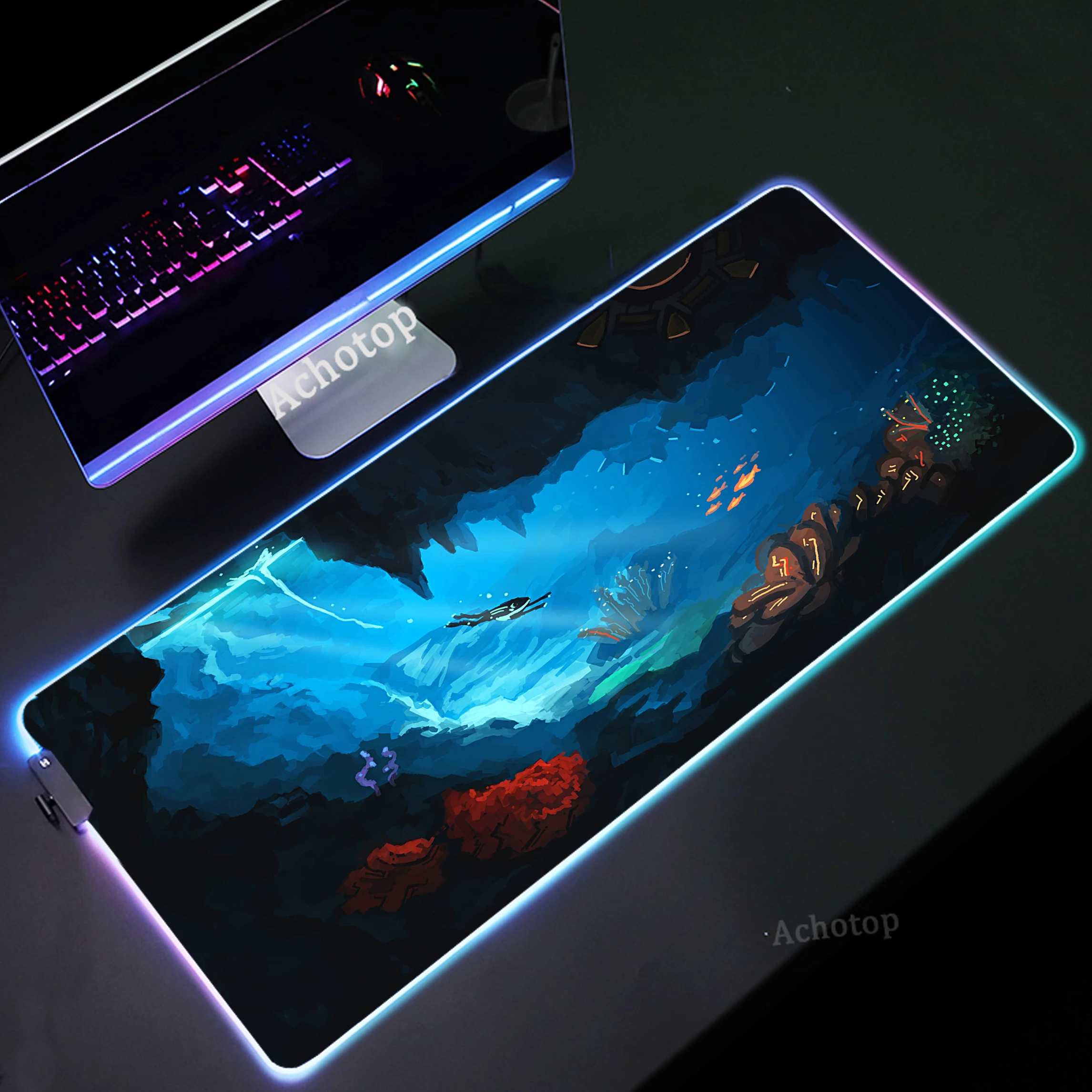 

RGB Fantacy Landscape Mousemat Gaming Mousepad XXL Non-slip Rubber Deskmat Large Office Desktop Carpet LED Backlight Mouse Pad