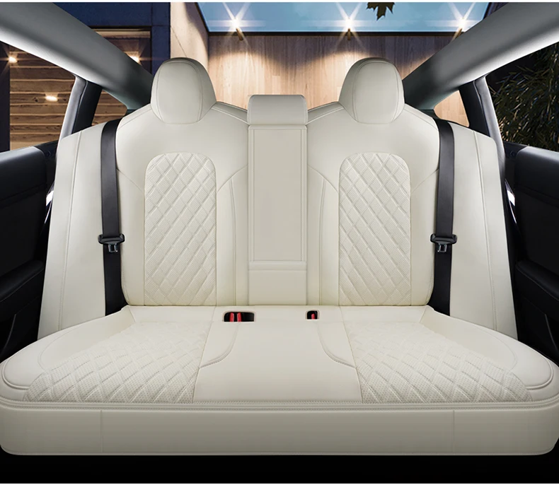For Tesla Model 3 Y Custom Fit Car Seat Cover Accessories For Tesla 360 Degree Full Covered Perforated Artificial Leather