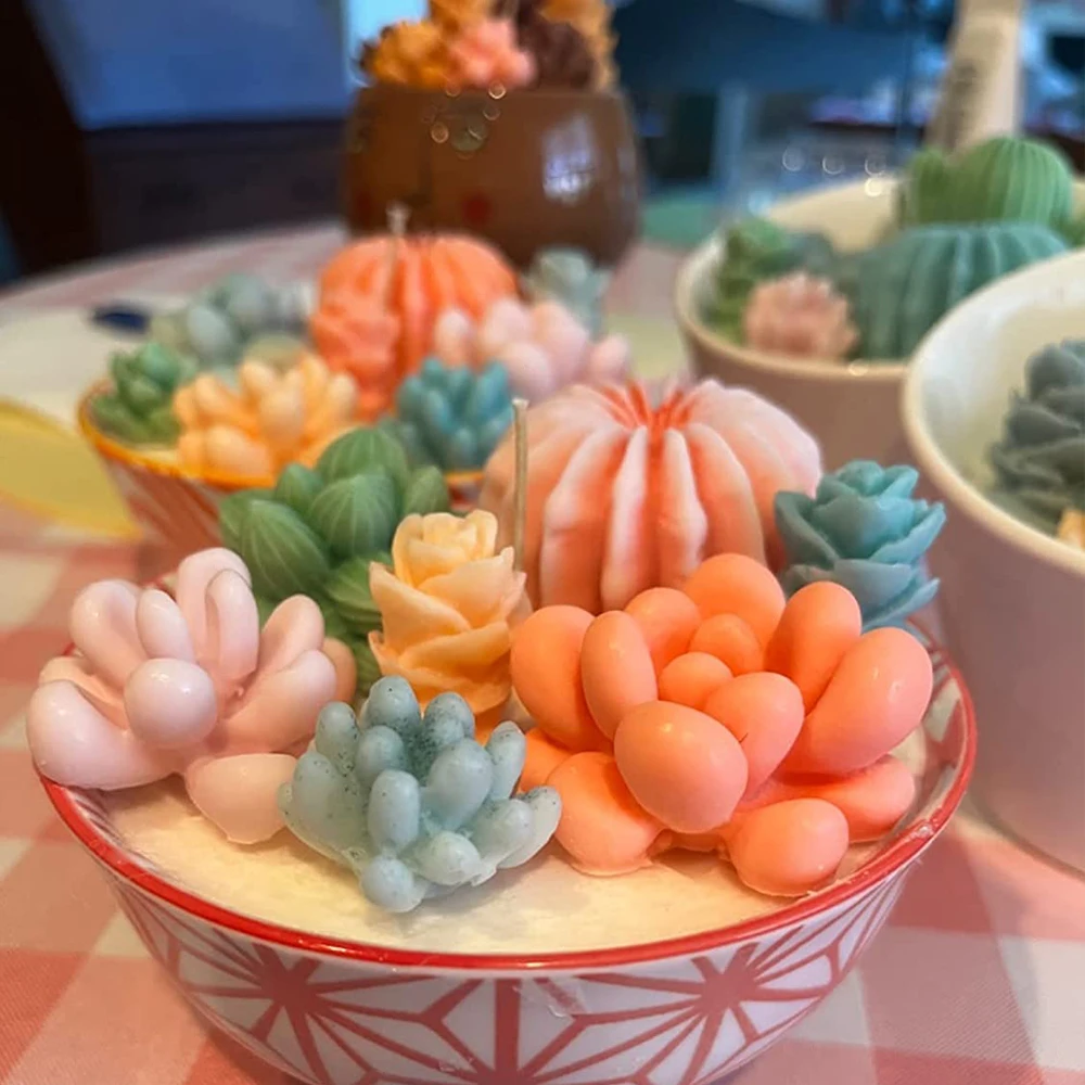 Moule En Silicone 7 En 1 Cactus Succulents, Bricolage, Savon Fait à La Main, Bougies Aromatiques, Décorations En Plâtre, Moules Succulents